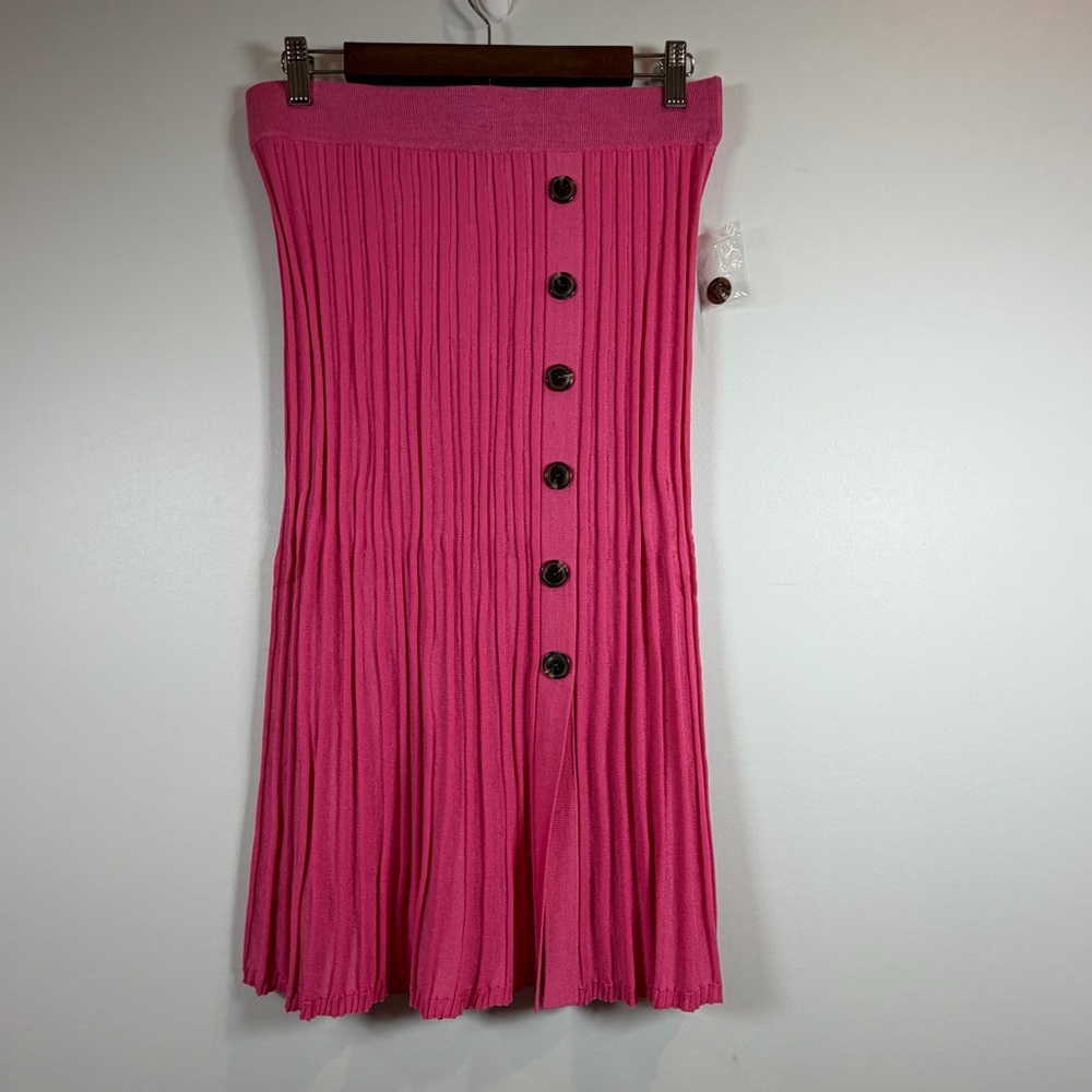 Cato Vibrant Azalea Pink A-Line‎ Skirt with Buttons-NEW